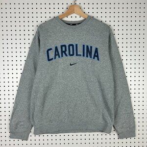 Nike North Carolina Crewneck Medium Gray Center Swoosh Sweatshirt Belichick Y2K